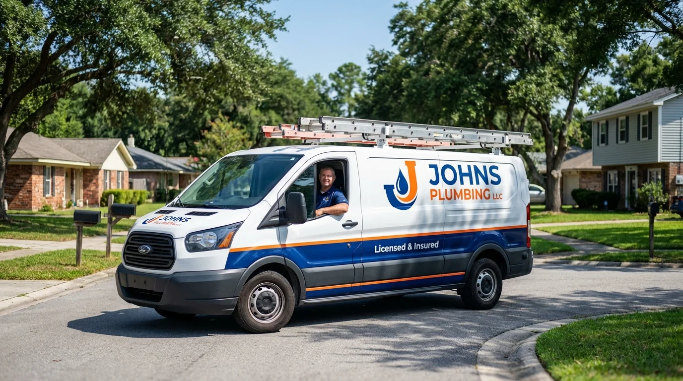 Johns Plumbing LLC service van in Sanbornville, NH