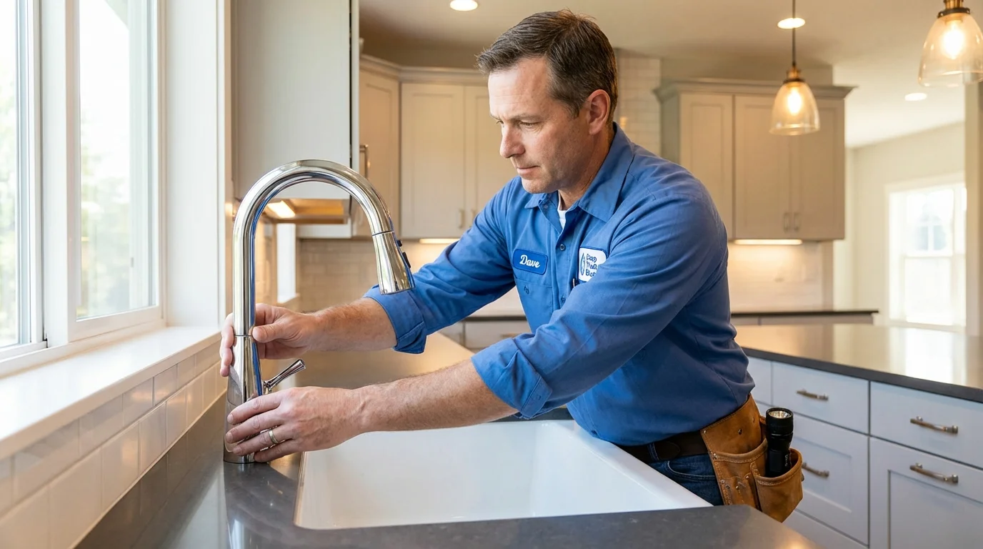 Kitchen faucet installation by Johns Plumbing LLC in Sanbornville