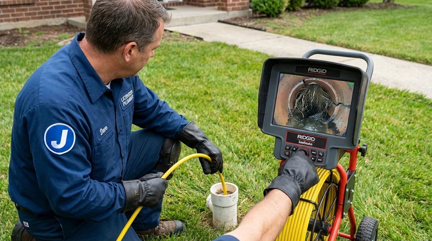 Sewer camera inspection being performed by Johns Plumbing LLC in Sanbornville