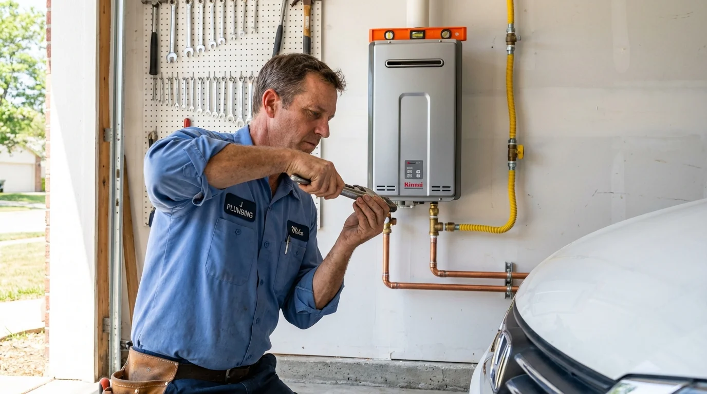 Tankless water heater installation by a Johns Plumbing LLC plumber in Sanbornville